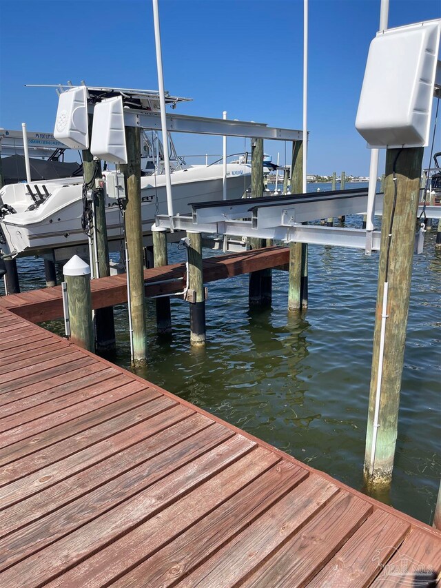 dock area featuring a water view