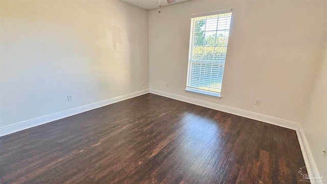 empty room featuring dark hardwood / wood-style flooring