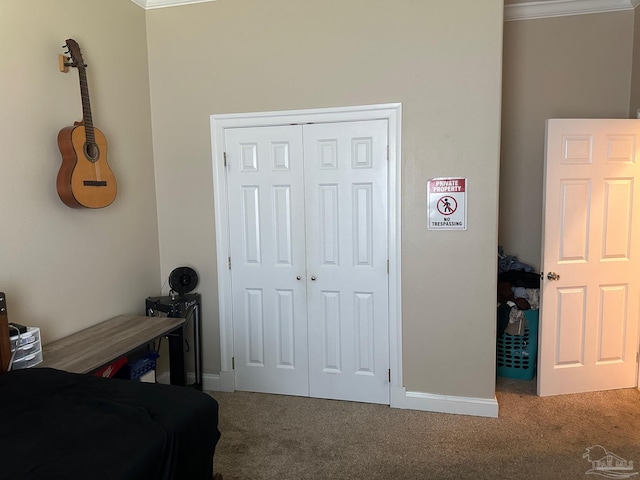 1988 Heritage Park Way, Navarre, FL 32566 - carpeted bedroom with a closet, baseboards, and crown molding