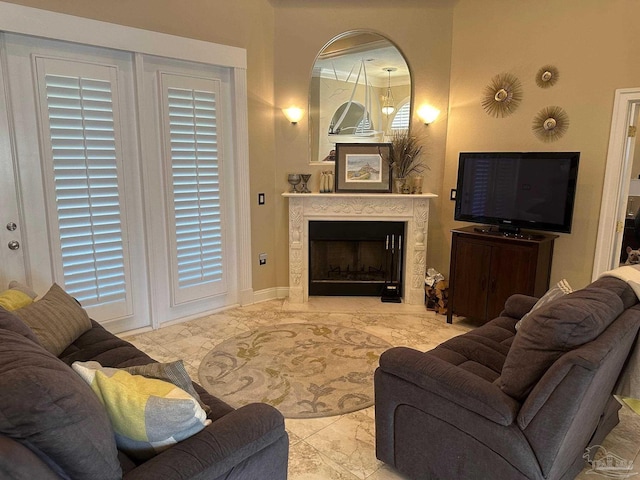 1988 Heritage Park Way, Navarre, FL 32566 - living room with a fireplace with raised hearth