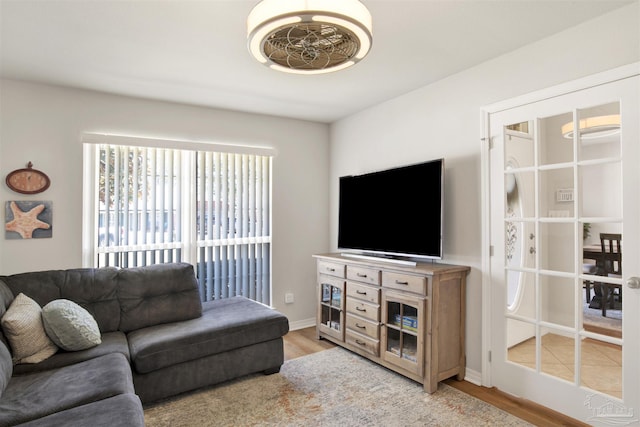 living room featuring light wood-type flooring