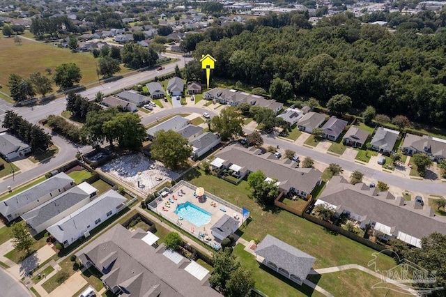 aerial view featuring a residential view