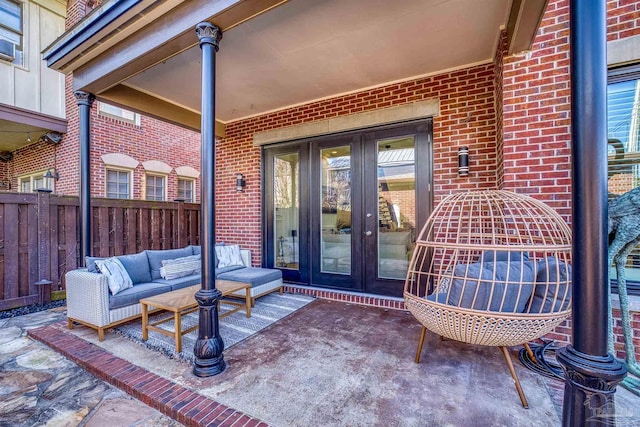 view of patio / terrace featuring french doors and an outdoor hangout area