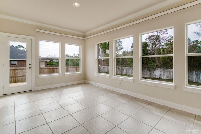 view of unfurnished sunroom