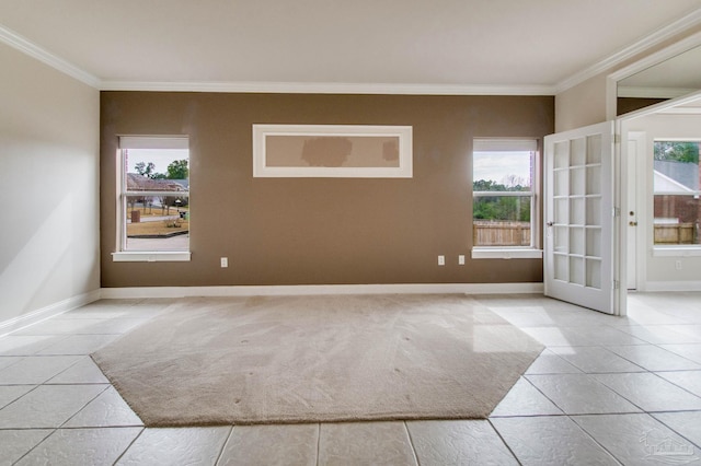 carpeted empty room with ornamental molding