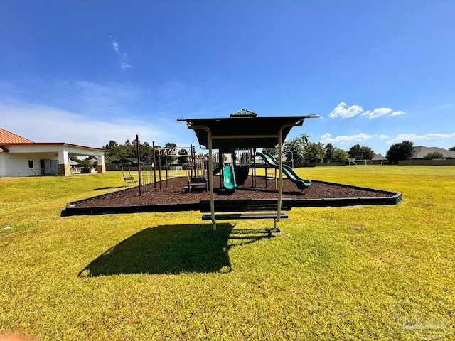 view of play area featuring a yard