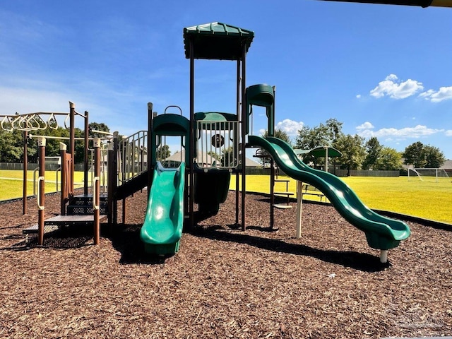 view of play area featuring a yard