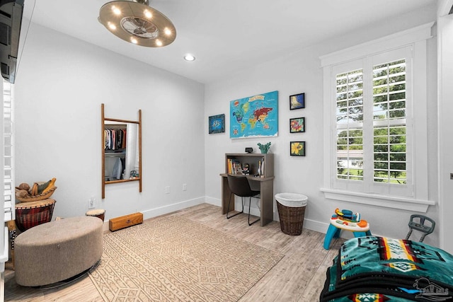 living area with light wood-type flooring