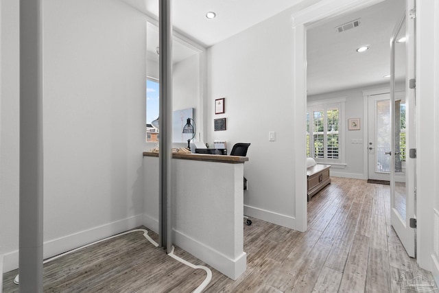 foyer entrance featuring light hardwood / wood-style flooring