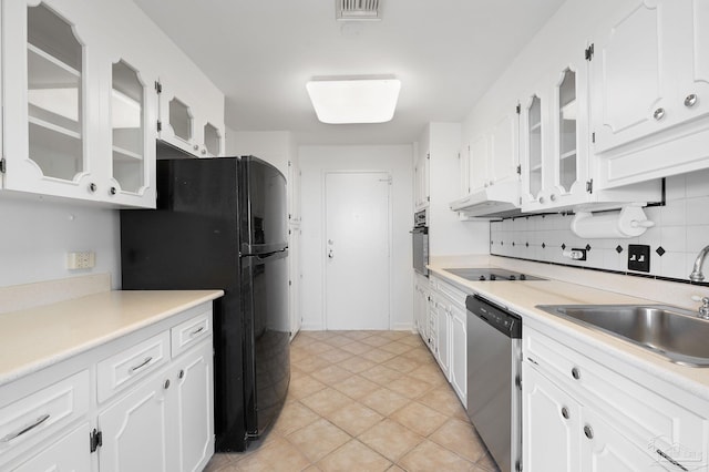 825 Bayshore Dr Unit 1206, Pensacola, FL 32507 - kitchen with black appliances, a sink, glass insert cabinets, and white cabinets