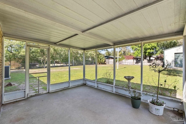 view of unfurnished sunroom