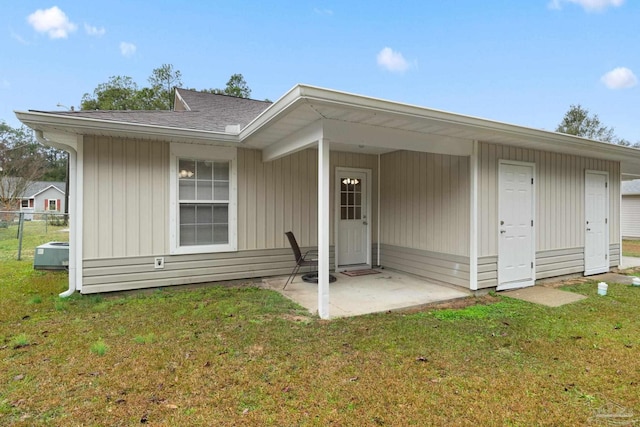 exterior space featuring a yard and a patio area