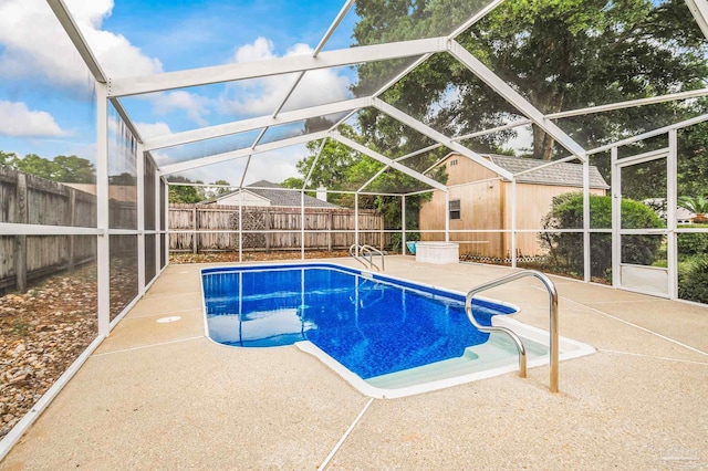 4420 Bellwood Cir, Pace, FL 32571 - view of pool with a patio, a fenced backyard, and glass enclosure