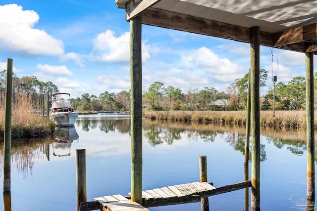 view of dock featuring a water view