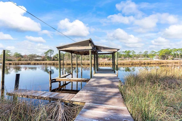 view of dock featuring a water view