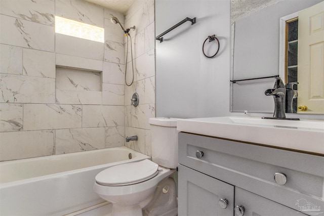 full bathroom with toilet, bathtub / shower combination, and vanity