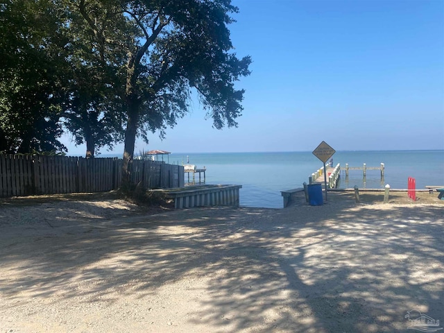 property view of water featuring a dock