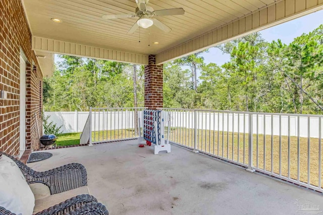 view of patio / terrace with ceiling fan