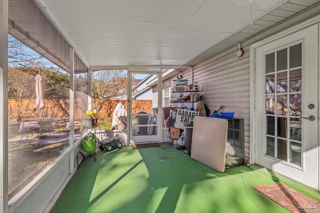 view of unfurnished sunroom