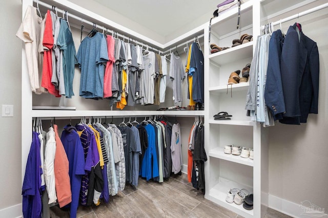 walk in closet featuring hardwood / wood-style flooring