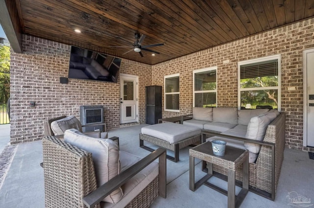 view of patio with an outdoor hangout area and ceiling fan