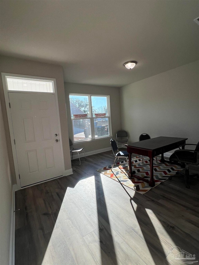 foyer featuring dark wood-type flooring