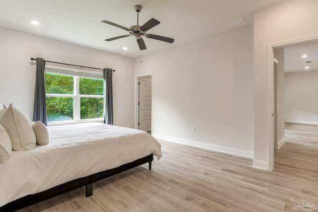 7822 Burnside Loop, Pensacola, FL 32526 - bedroom with light wood-type flooring, recessed lighting, and ceiling fan