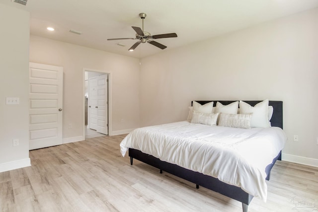 7822 Burnside Loop, Pensacola, FL 32526 - bedroom with light wood-style floors, a ceiling fan, ensuite bathroom, and recessed lighting