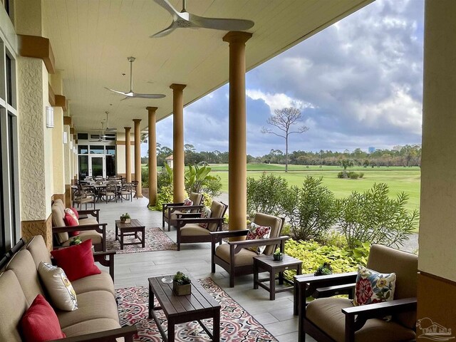 view of patio / terrace with outdoor lounge area and ceiling fan