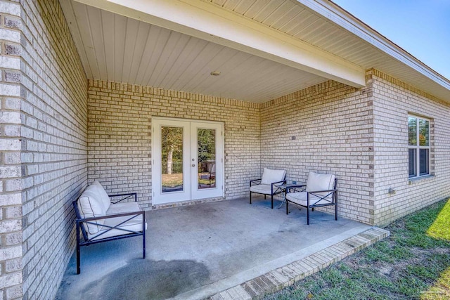 view of patio featuring french doors