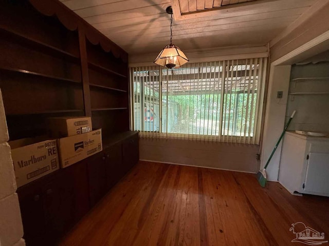 602 Coulter Ave, Cantonment, FL 32533 - unfurnished dining area with hardwood / wood-style floors and wood ceiling