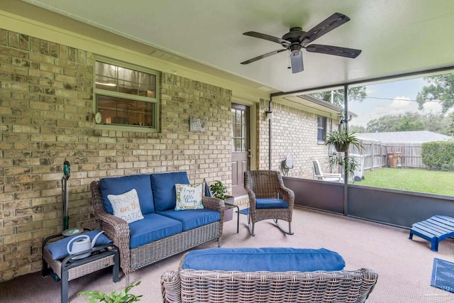 6028 Laurelwood Dr, Milton, FL 32570 - sunroom featuring ceiling fan and an outdoor living space
