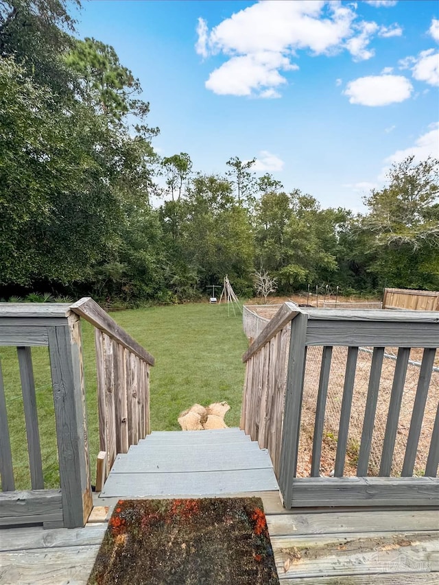 deck with a lawn