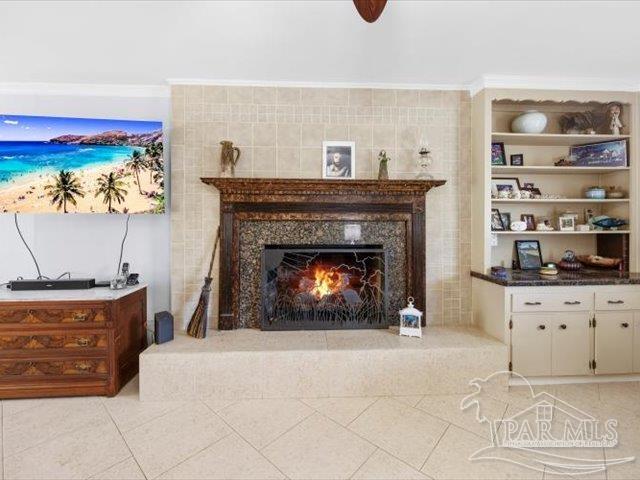 interior space featuring light tile patterned flooring