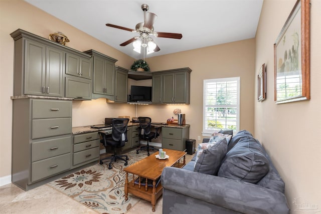 2792 Pga Blvd, Navarre, FL 32566 - office featuring ceiling fan, built in desk, and baseboards