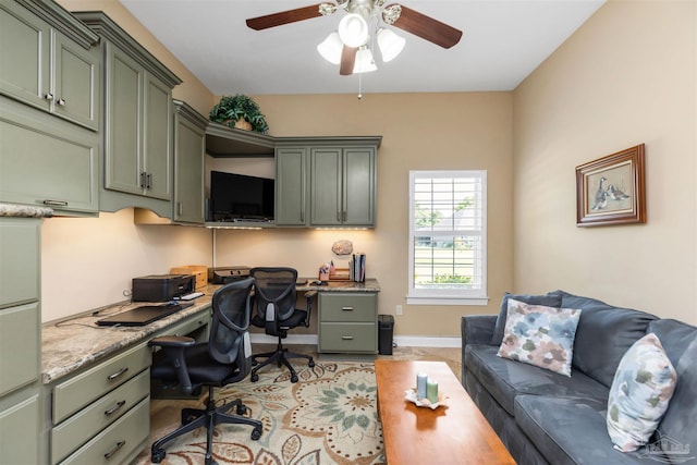 2792 Pga Blvd, Navarre, FL 32566 - office space featuring built in desk, a ceiling fan, and baseboards