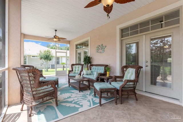 2792 Pga Blvd, Navarre, FL 32566 - sunroom / solarium with a ceiling fan and french doors