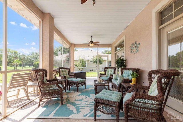 2792 Pga Blvd, Navarre, FL 32566 - sunroom with ceiling fan and an outdoor hangout area
