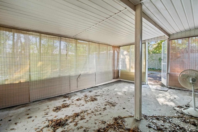 view of unfurnished sunroom