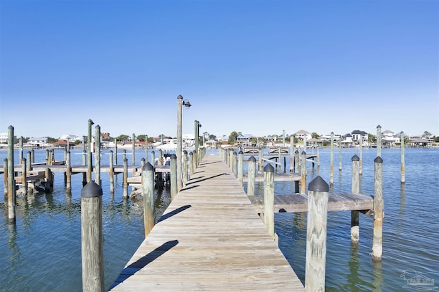 dock area featuring a water view