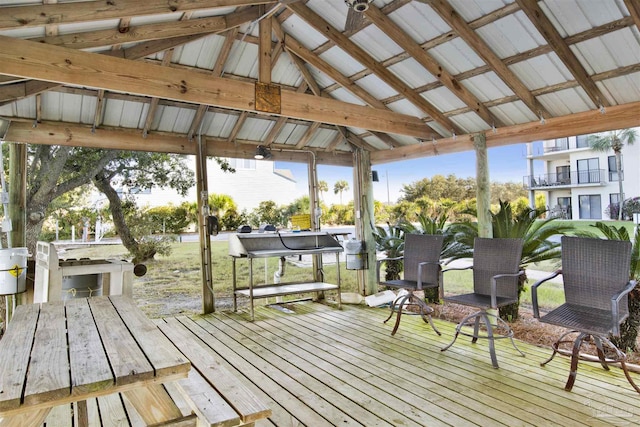 wooden deck featuring a gazebo