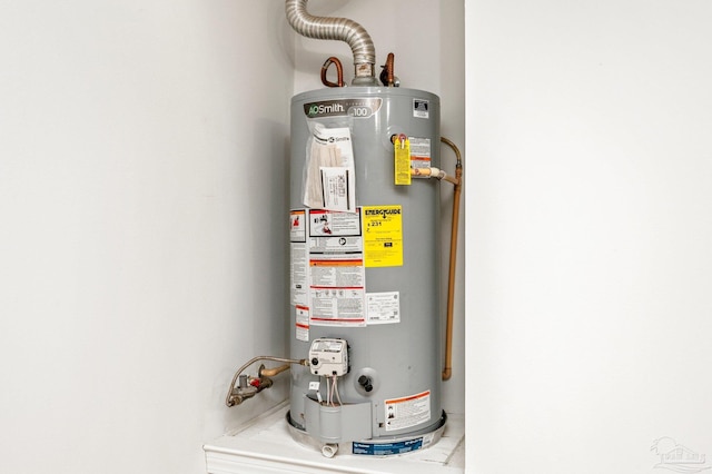 utility room with gas water heater