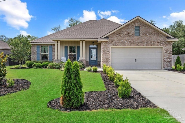 2219 River Birch Rd, Gulf Breeze, FL 32563 - view of front of house featuring concrete driveway, brick siding, a garage, and a front yard