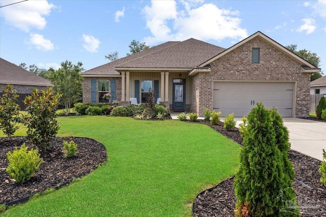 2219 River Birch Rd, Gulf Breeze, FL 32563 - view of front of property featuring brick siding, concrete driveway, a front yard, an attached garage, and roof with shingles