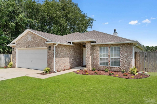 6742 Britt St, Navarre, FL 32566 - ranch-style home featuring a shingled roof, brick siding, a garage, and driveway