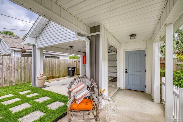 view of patio featuring fence