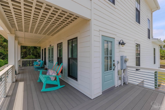deck featuring covered porch