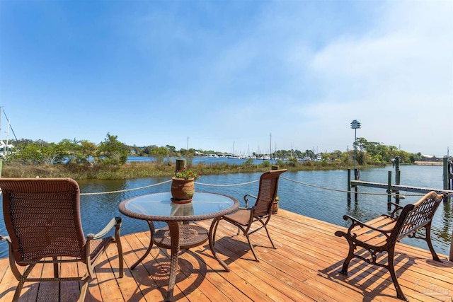 view of dock featuring a water view