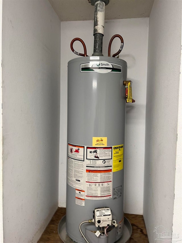 utility room featuring gas water heater