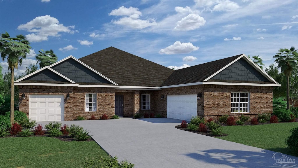 craftsman-style house with a garage and a front yard